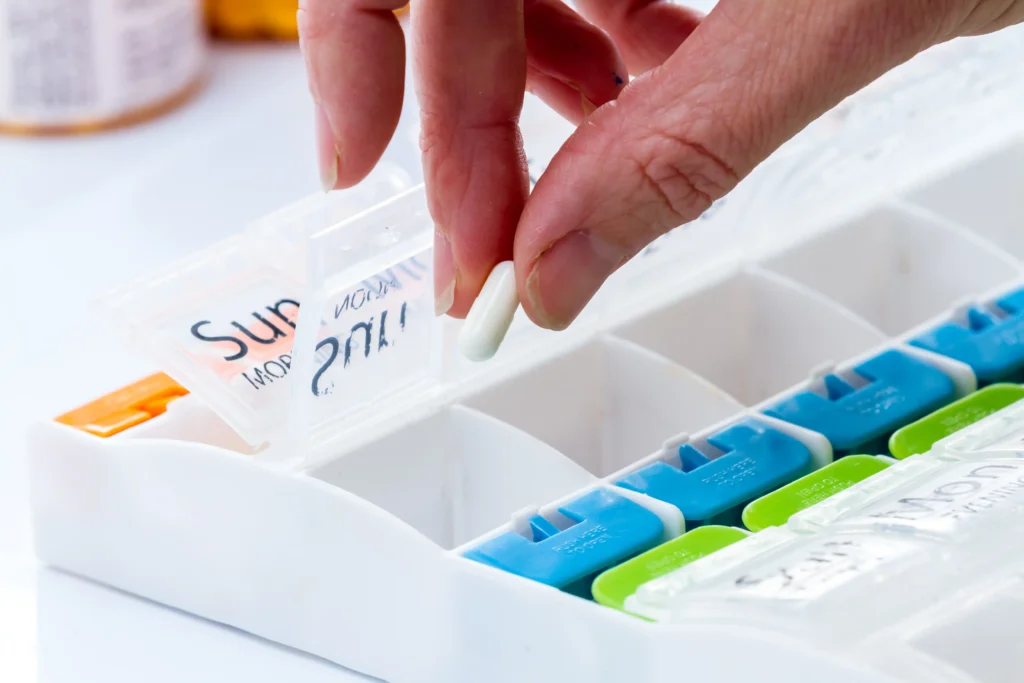 Pill organizer with one empty slot
