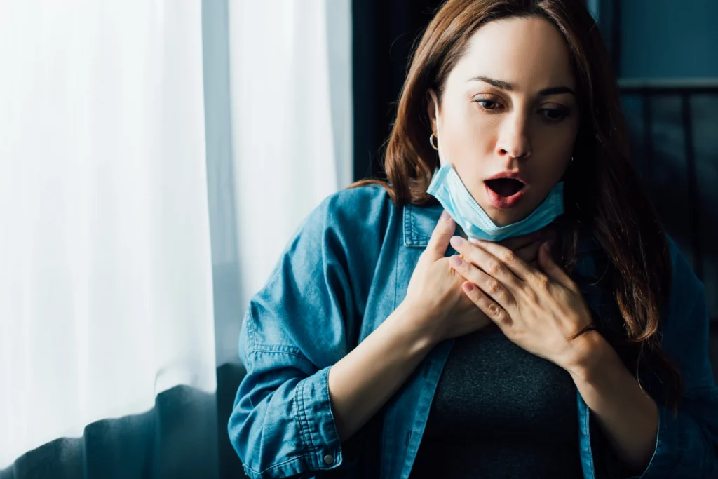 Women Trouble breathing