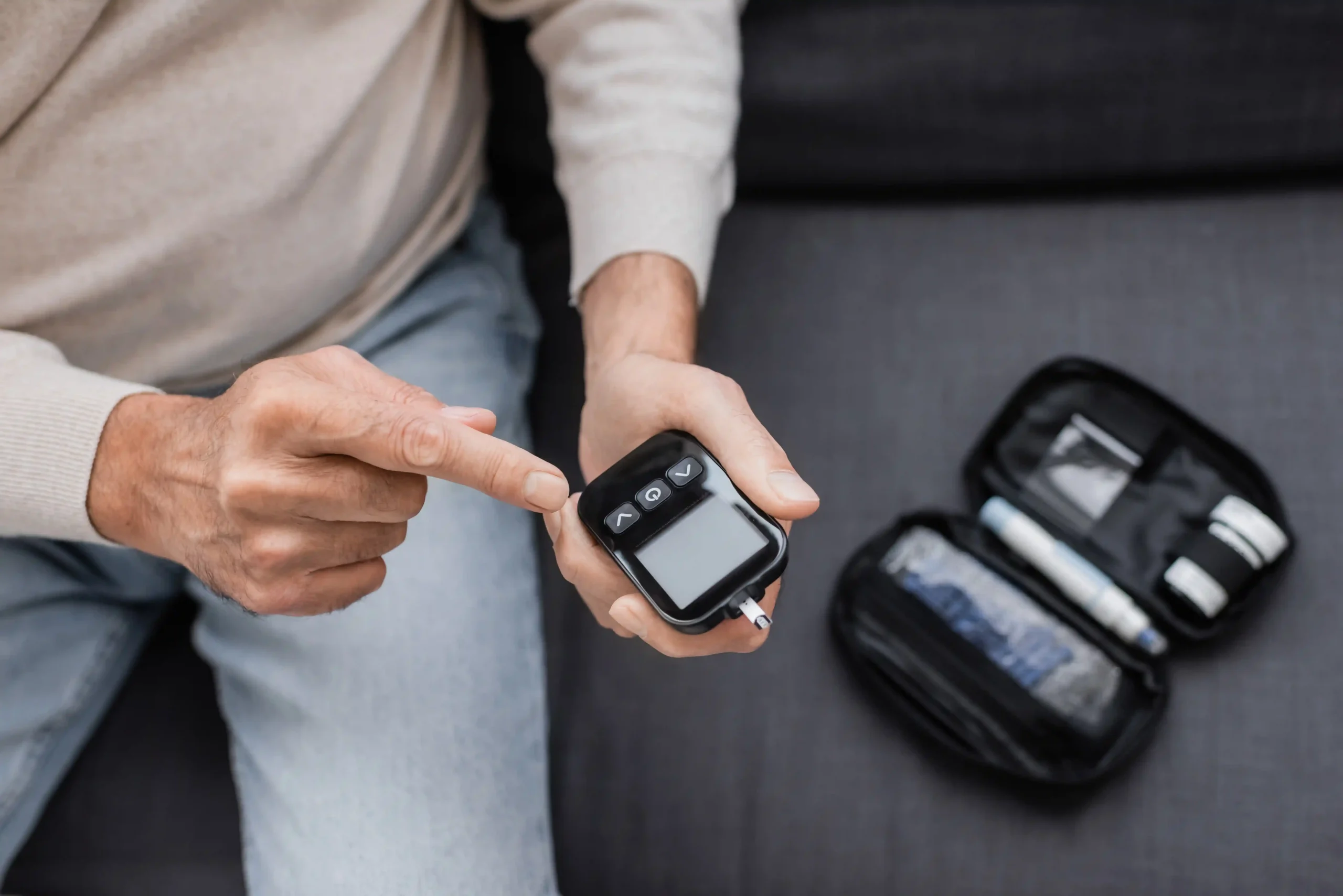 Person checking blood sugar levels after missing a Toujeo dose