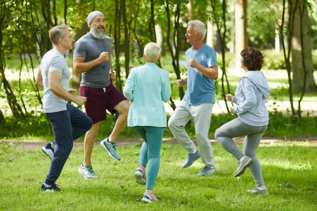 Group of Seniors Exercising Together To stay physically active