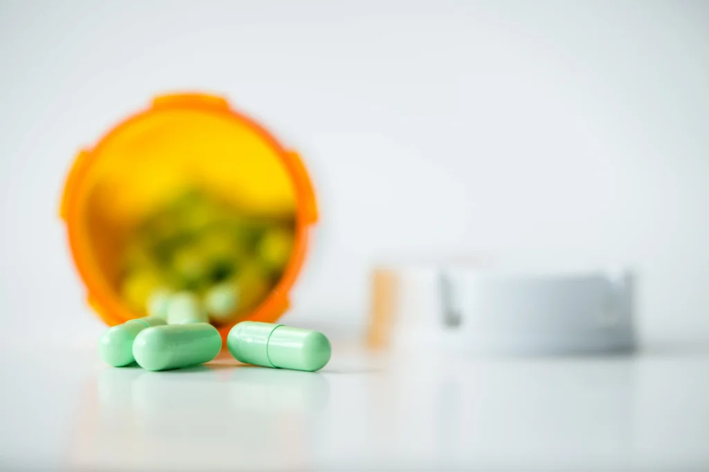 Prescription Prozac (fluoxetine) capsules used to treat depression and anxiety disorders